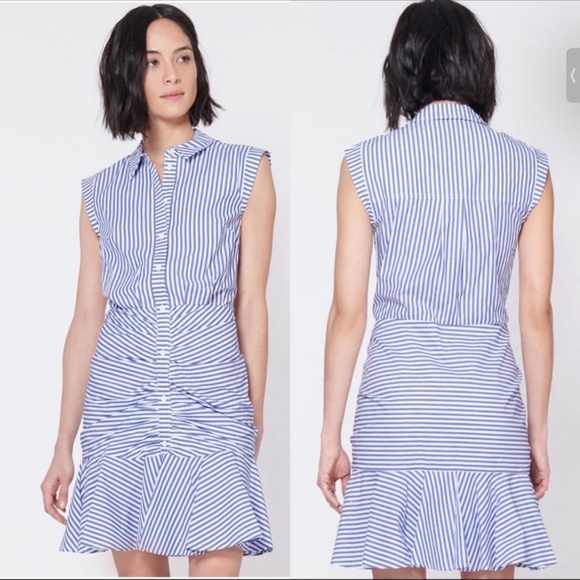 VERONICA BEARD Bell Button Down Shirt Dress Sz M/6 - Picture 2 of 5